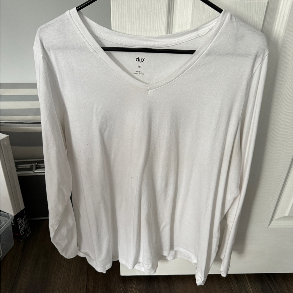 Dip 1X long sleeve v neck white